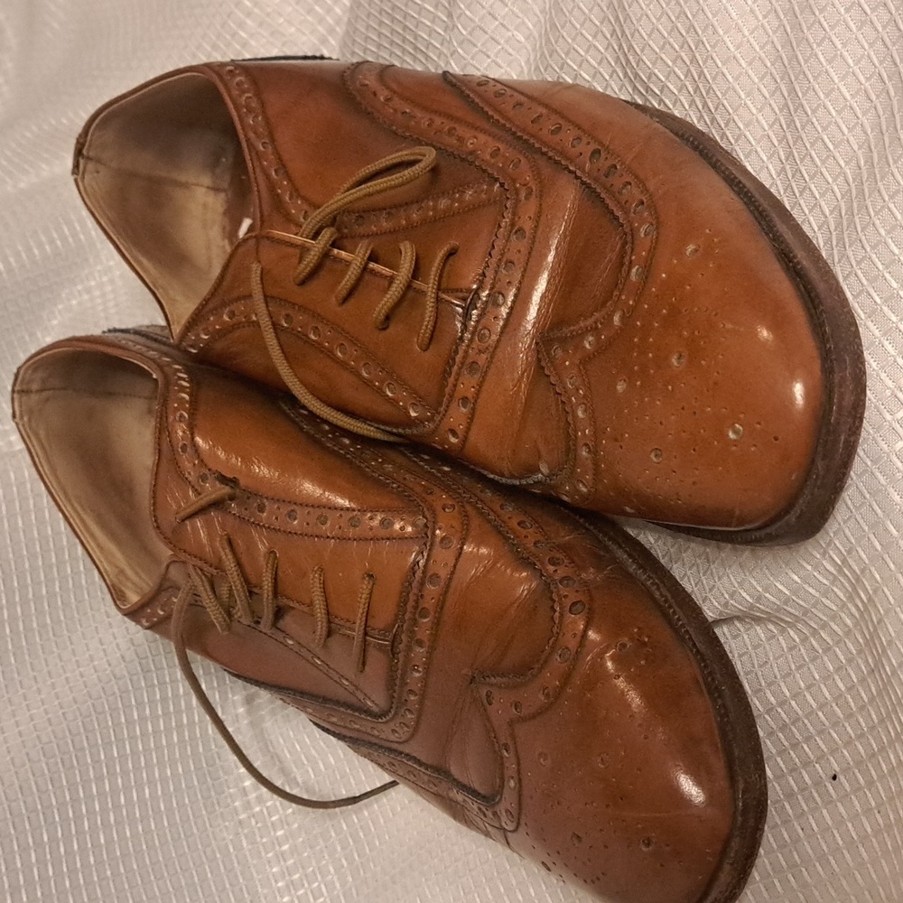 Portuguese Hand Made Leather Dress Wingtip Shoes size 10